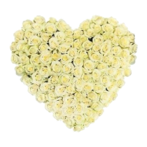 Корзина "Белое сердце" из 101 розы