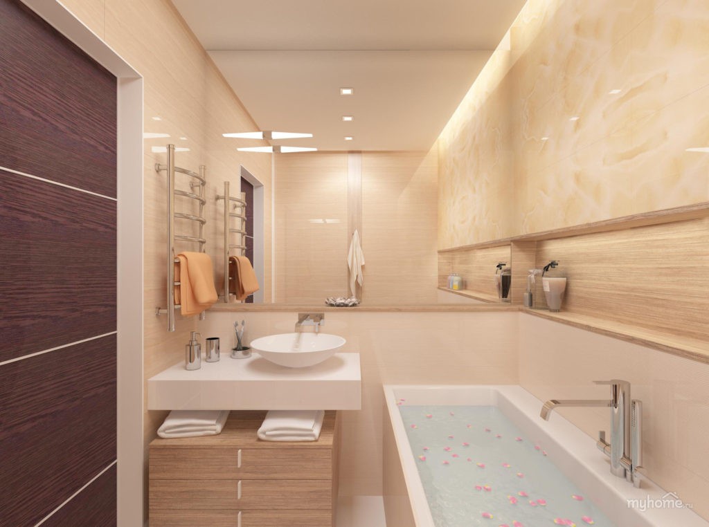 Дизайн ванной комнаты в хрущевке бежевый фон