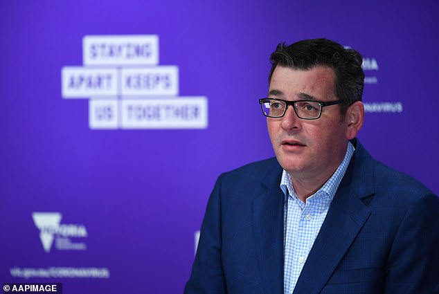 Victorian Premier Daniel Andrews addresses a press conference on Wednesday. He said 16 of the 21 deaths can be linked to aged care outbreaks