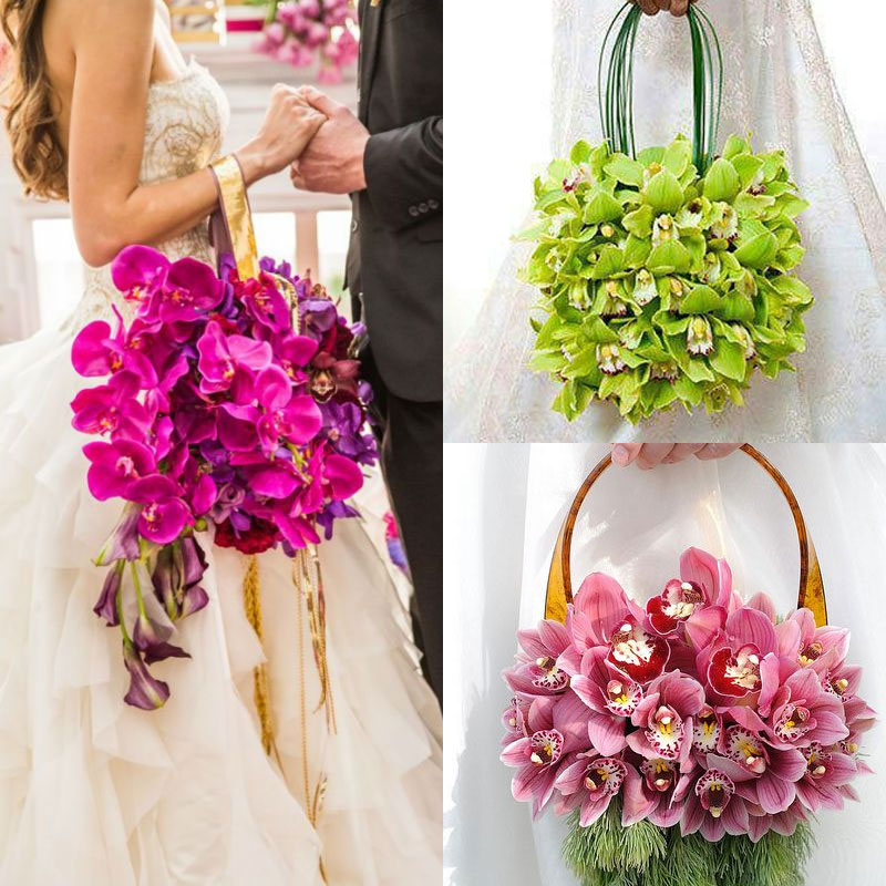 Оригинальные свадебные букеты из орхидей