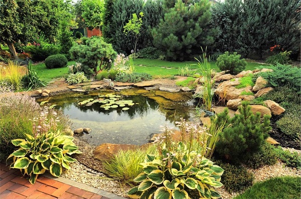 Искусственный пруд в дизайне сада