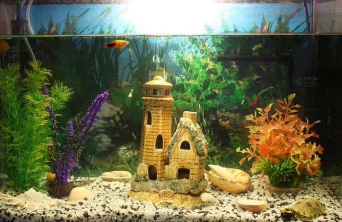 Сказочный замок внутри аквариума
