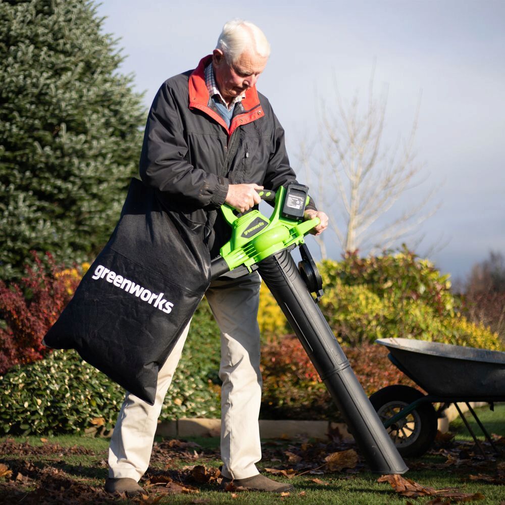Greenworks GWGD24X2BV  Cordless Leaf Blower Vacuum 48v (2 x 24v) - Bare Tool