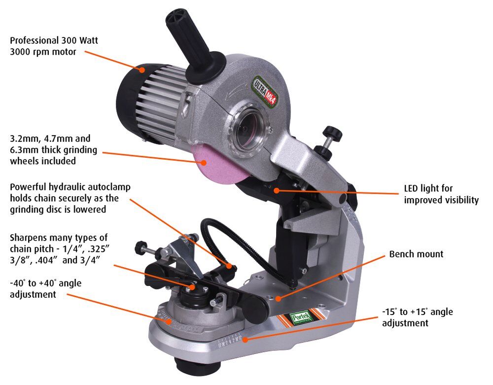 Portek Ultra-4 Professional Bench Chain Grinder Chainsaw Sharpener  095C from Mower Magic