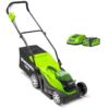 Greenworks G40LM35K2 Cordless Lawnmower Kit 2Ah / 40v / 35cm inc Battery / Charger Thumbnail 1 Greenworks G40LM35K2 Cordless Lawnmower Kit 2Ah / 40v / 35cm inc Battery / Charger Thumbnail 1