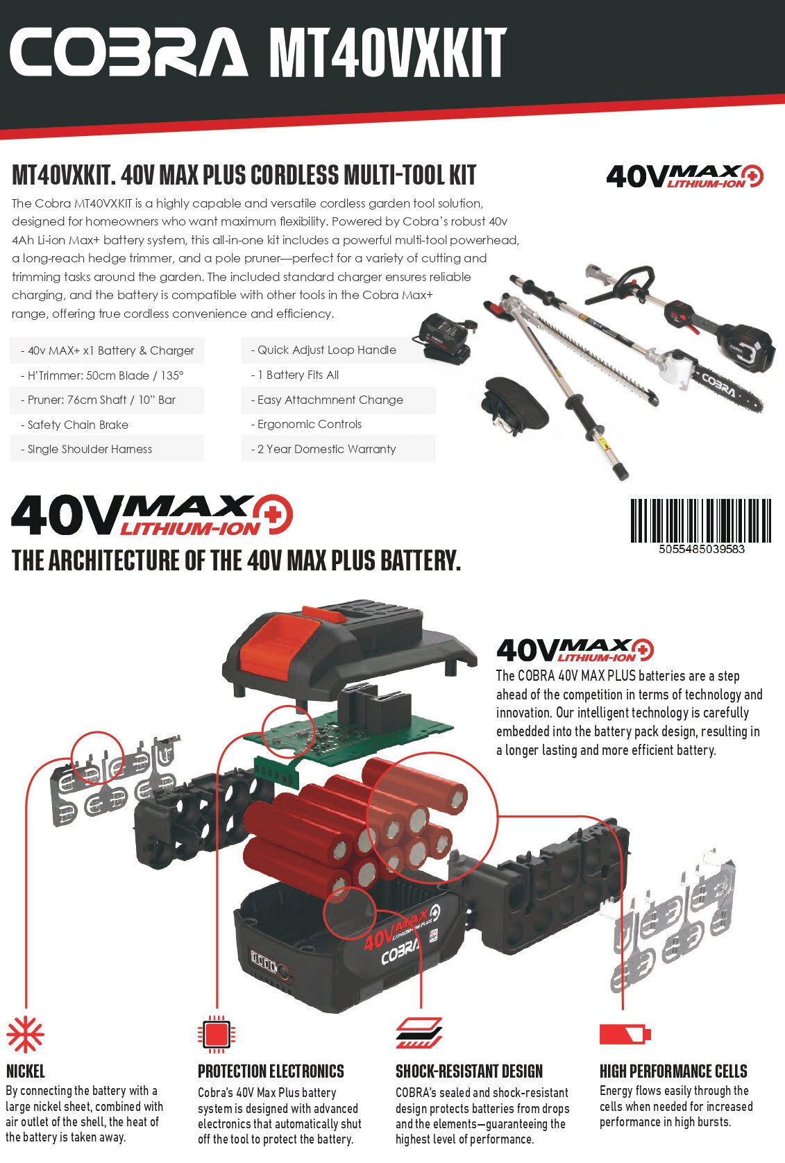 Cobra MT40VX Cordless Multi-Tool KIT / 40v / Hedge Trimmer / Pruner from Mower Magic Cobra MT40VX Cordless Multi-Tool KIT / 40v / Hedge Trimmer / Pruner from Mower Magic