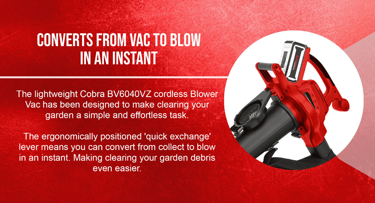 Cobra BV6040VZ Cordless Blower Vacuum 40v (Bare Tool) from Mower Magic