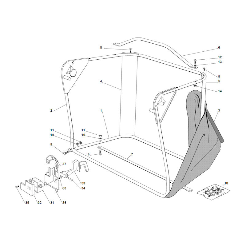 Mountfield 1328H 2T0210483/M15 Grasscatcher Spares