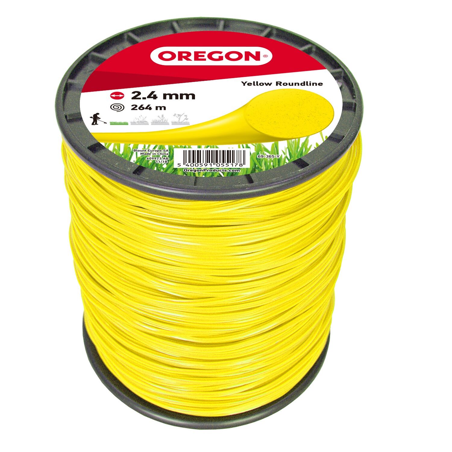 Oregon Trimmer Line - YELLOW ROUND 2.4mm x 264m Spool (3LB)