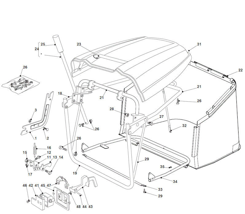 Mountfield 1636H 2T0430483/M11 Grasscatcher Spares