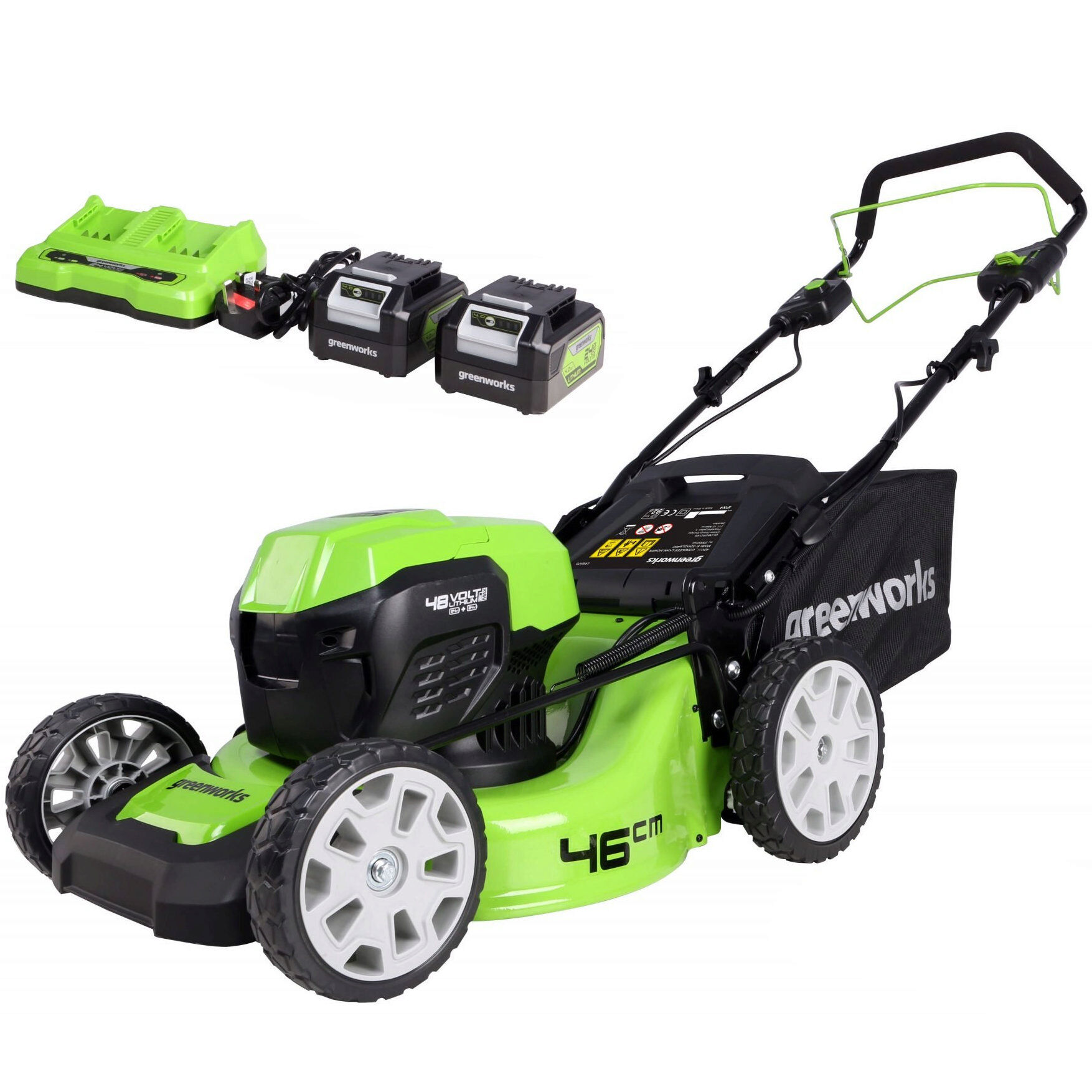 Greenworks GD24X2LM46SPK4X Cordless Propelled Mower KIT 48v / 46cm 2x 4Ah Batteries / Charger 