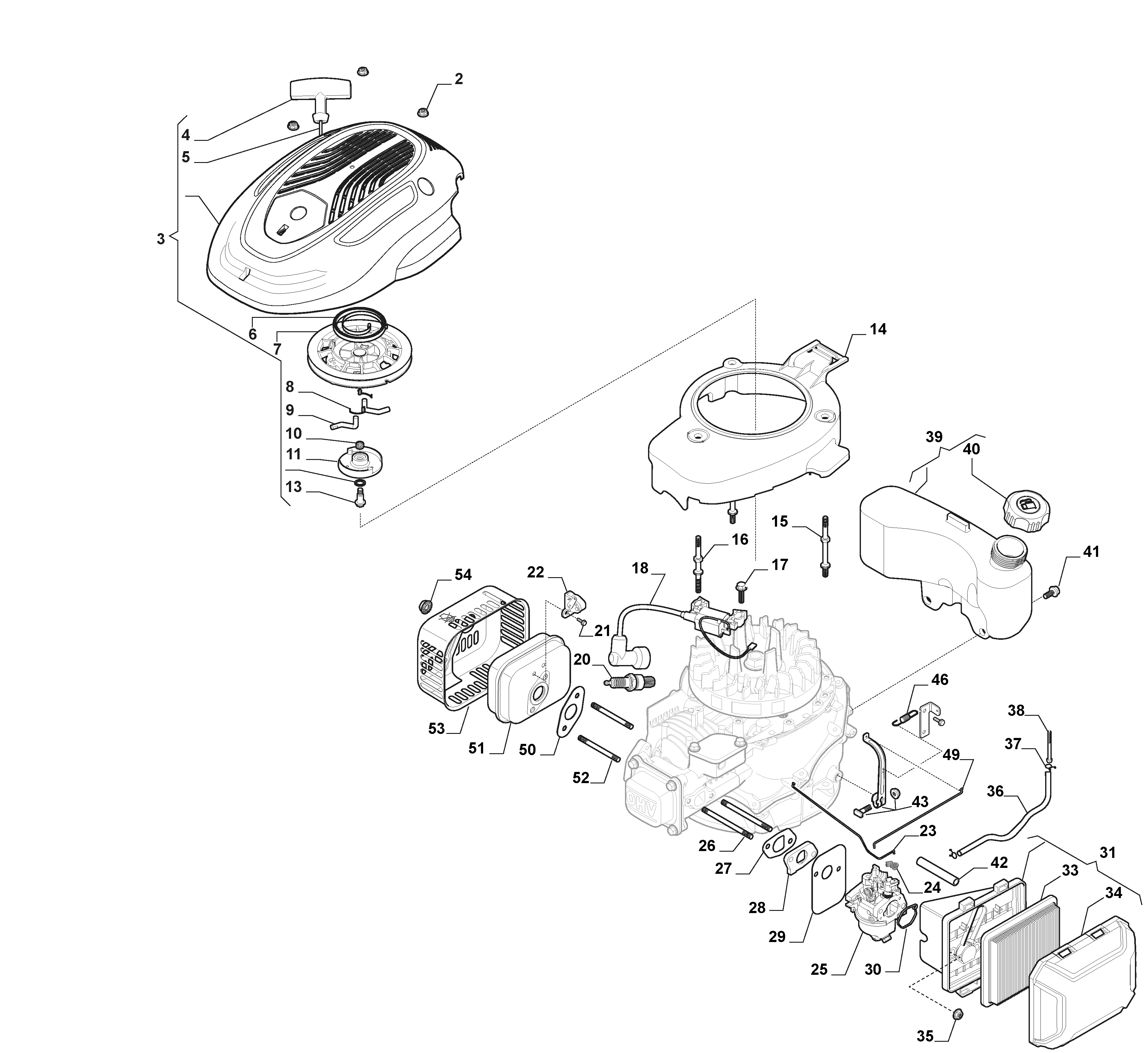 291502048/ST1 Engine - Carburettor, Tank