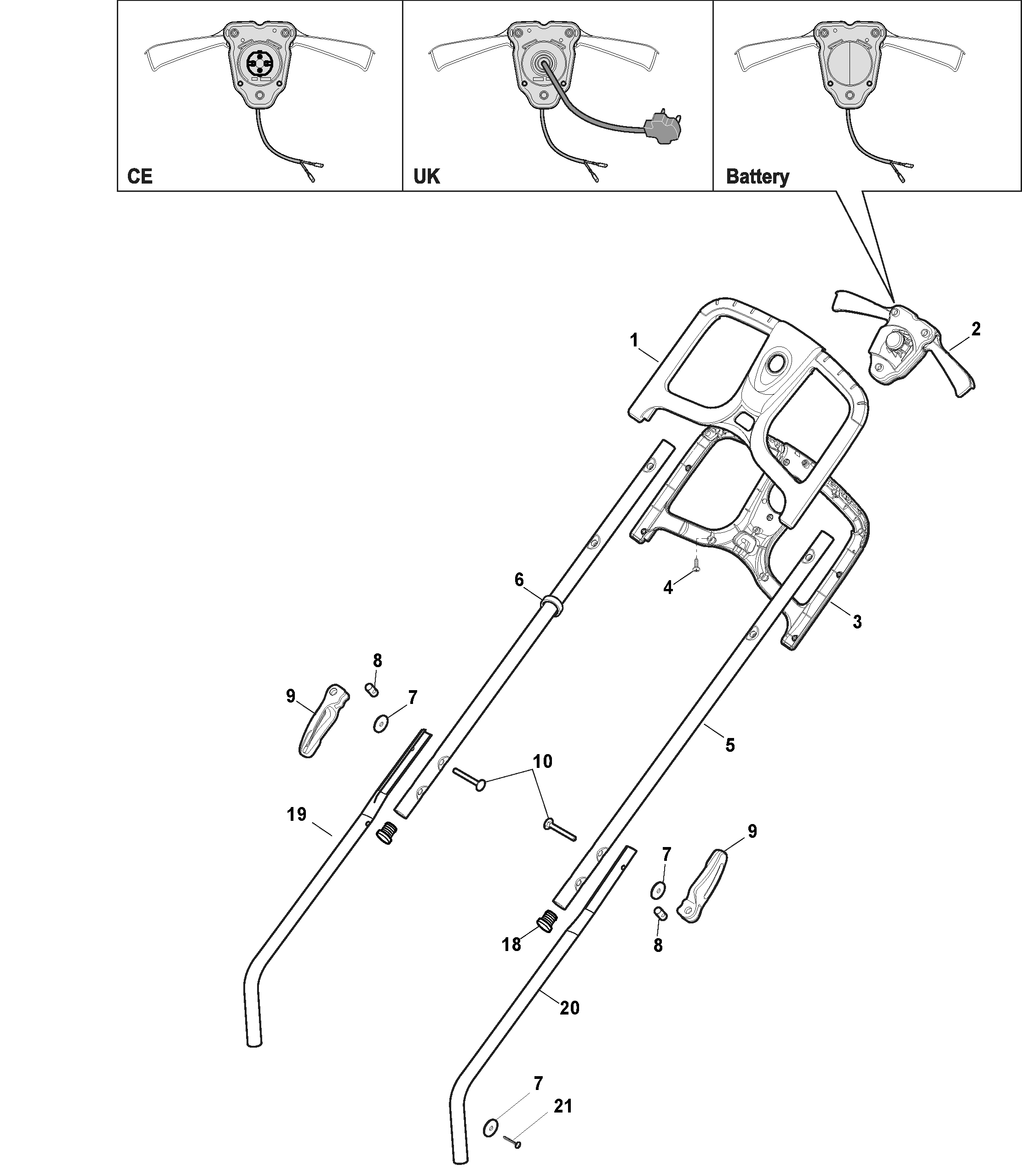 Handle, Upper Part - Stiga <br />SLM 3448 AE (2018)    <br />294345168/ST1<br />