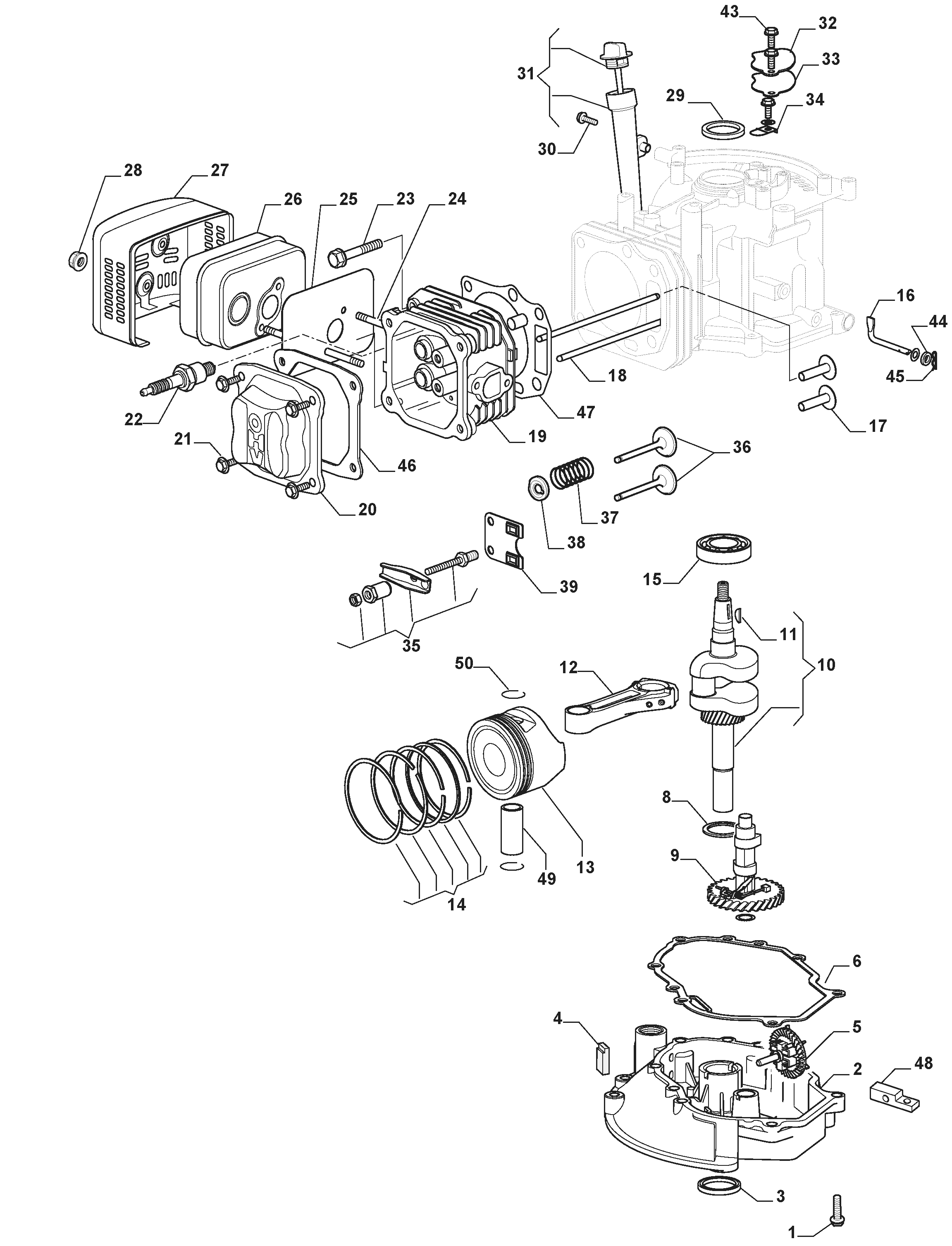 294512048/S17 Engine - Piston, Crankshaft