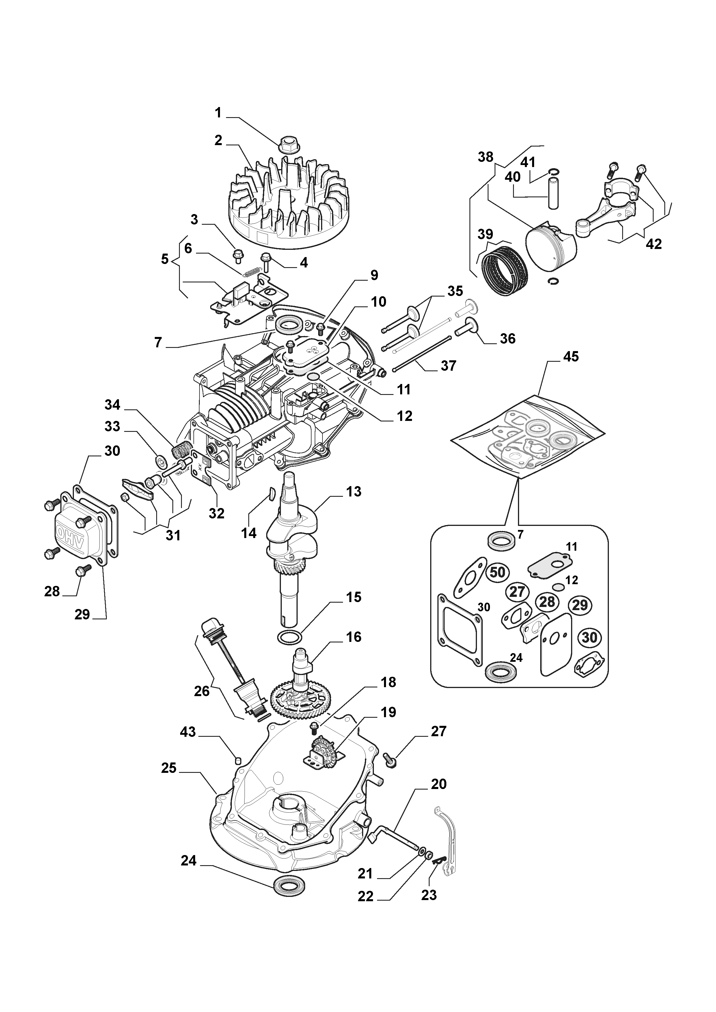 Multiclip 47 298471048/ST1 Engine - Piston, Crankshaft