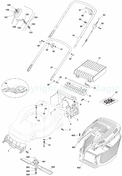 Homelite HL454HP 299164643/BQ Chassis Spares Homelite HL454HP 299164643/BQ Chassis Spares