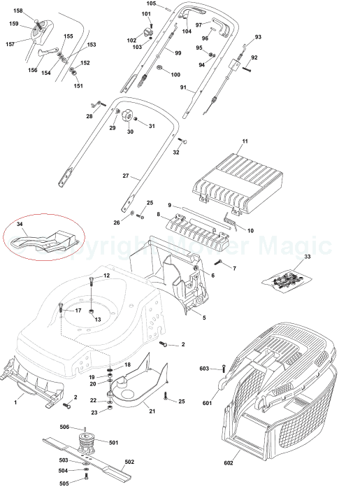 Homelite HL454SP 299264643/BQ Chassis Spares Homelite HL454SP 299264643/BQ Chassis Spares