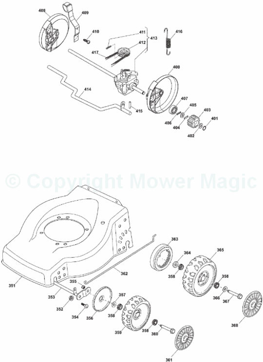Homelite HL454SP 299264643/BQ Wheel Suspension Spares Homelite HL454SP 299264643/BQ Wheel Suspension Spares