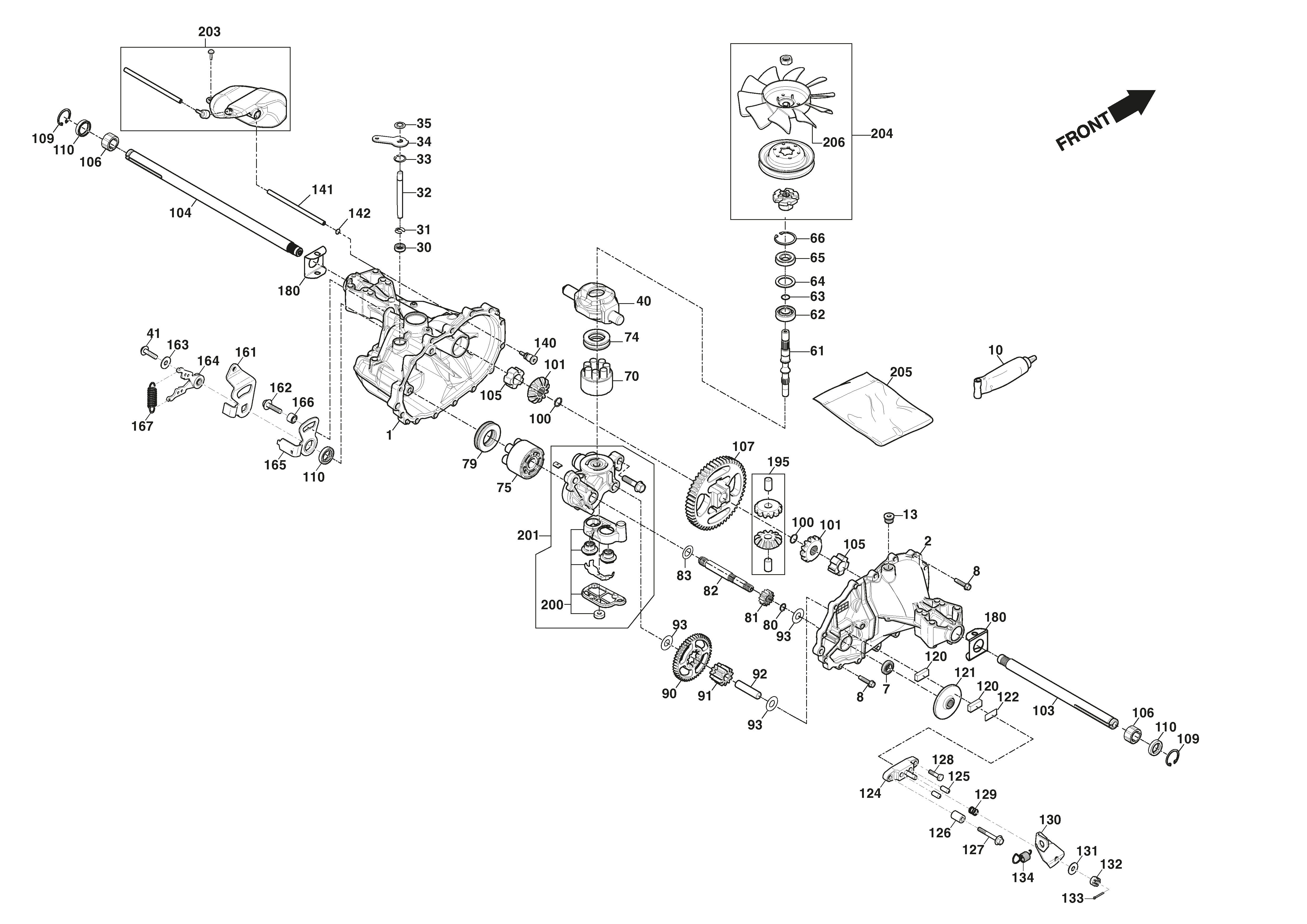 Transmission Unit, Hydro-Gear T2-ADBF-2X3C-1RX1 - T38H (2016 >) 2T2610406/SF