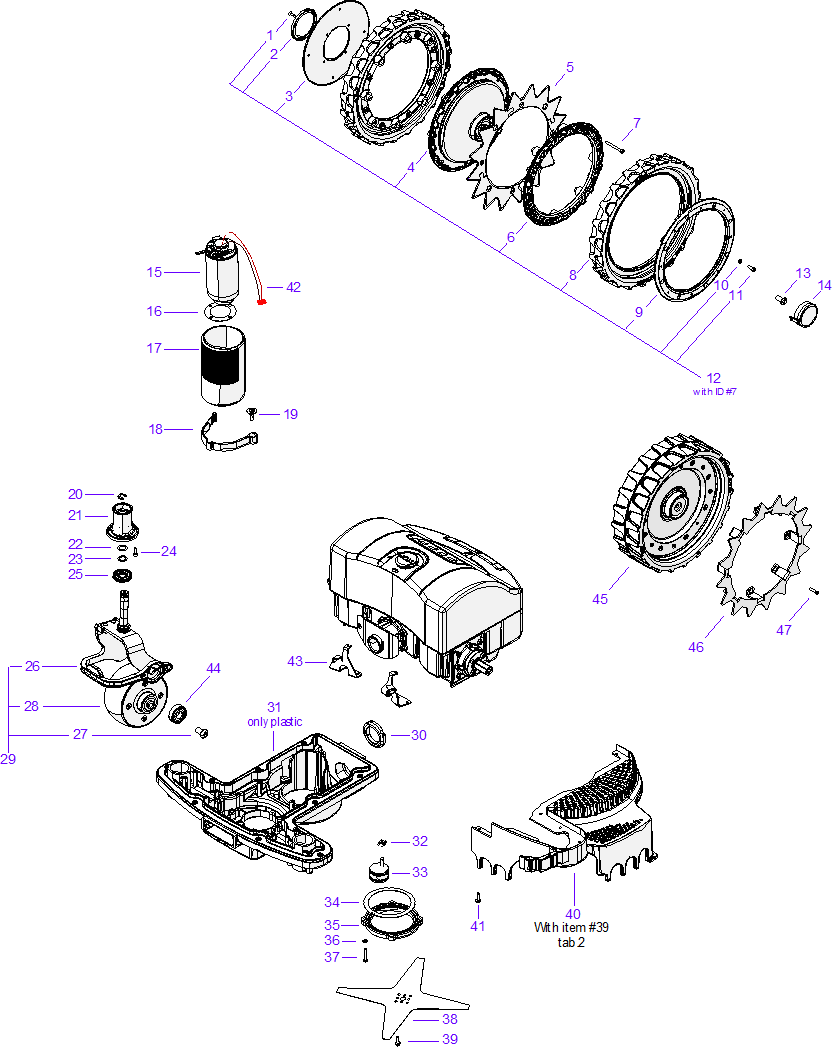 Ambrogio 4.0 B - Wheels & Blade Assembly Ambrogio 4.0 B - Wheels & Blade Assembly