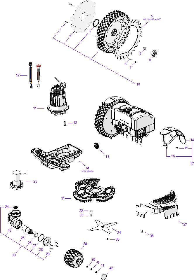 Zucchetti Ambrogio 4.0 4WD Elite - Wheels & Blade Assembly Zucchetti Ambrogio 4.0 4WD Elite - Wheels & Blade Assembly