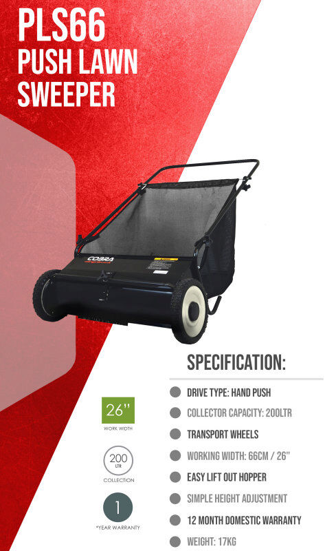 Cobra Push Lawn Leaf Sweeper 66cm  PLS66 from Mower Magic