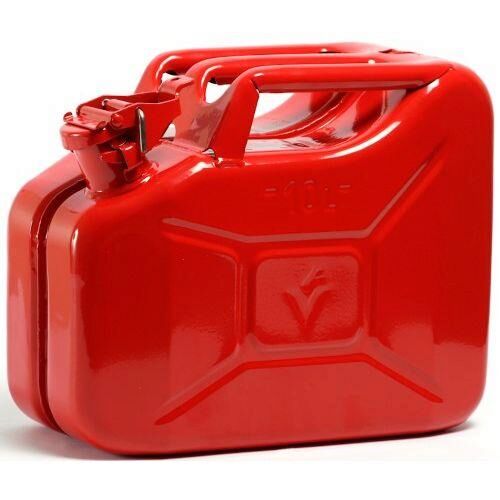 Red Metal Fuel Jerry Petrol Can 10L