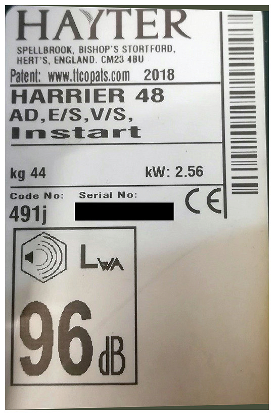 Hayter Dataplate Example Hayter Dataplate Example