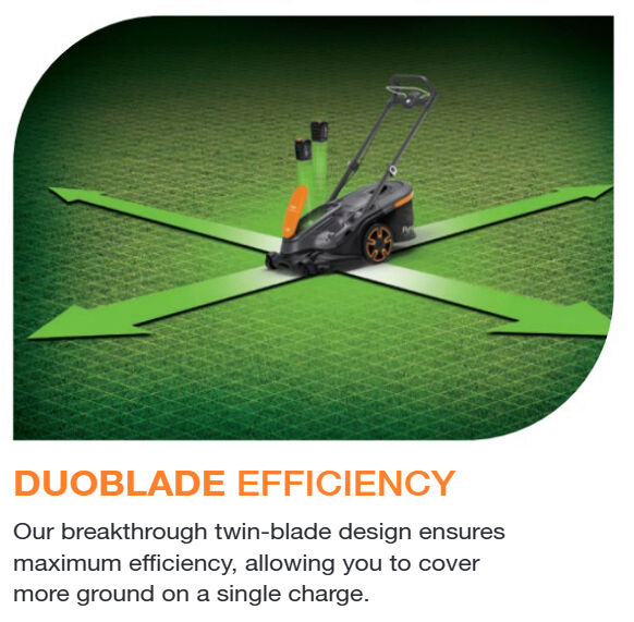 Flymo Ultra Mow Duo 460 Cordless Twin Lawnmower 36V (2 x 18v) inc 4 ah battery 