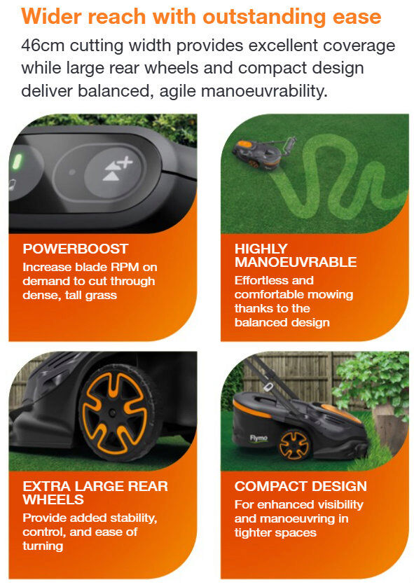 Flymo Ultra Mow Duo 460 Cordless Twin Lawnmower 36V (2 x 18v) inc 4 ah battery  from Mower Magic