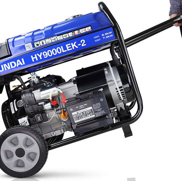 Hyundai 7kW / 8.75kVA Petrol Open Frame Site Generator / Electric Start / Wheel Kit