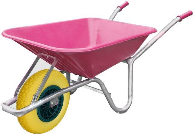 Polypropylene Barrow with Flatproof Tyre 90L - Pink