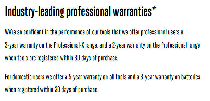 Ego Professional Warranty Ego Professional Warranty