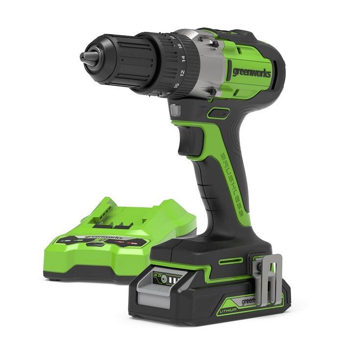Greenworks 24V Cordless Brushless 35NM Drill Driver (2AH Battery & Charger) 
