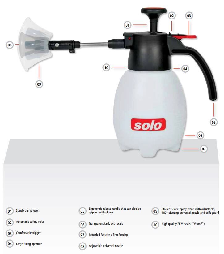 SOLO 403 Garden Sprayer 1.25 Litre c/w Adjustable Nozzle  from Mower Magic