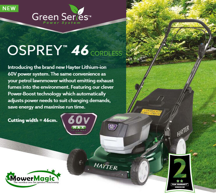 Hayter Osprey 46 Premium Cordless Self-Propelled Mower 46cm / 6.0Ah / Charger KIT