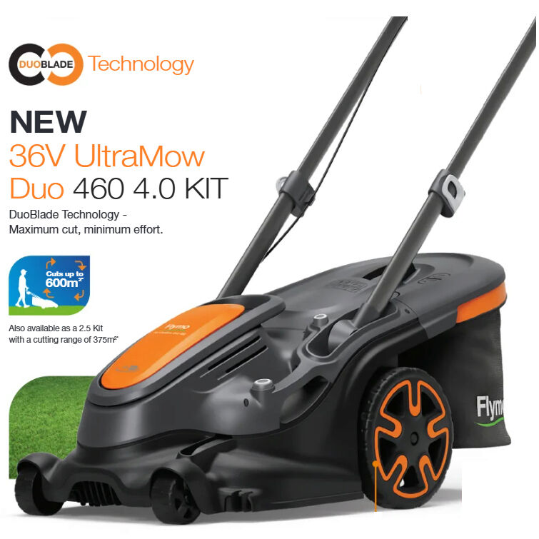 Flymo Ultra Mow Duo 460 Cordless Twin Lawnmower 36V (2 x 18v) inc 4 ah battery 