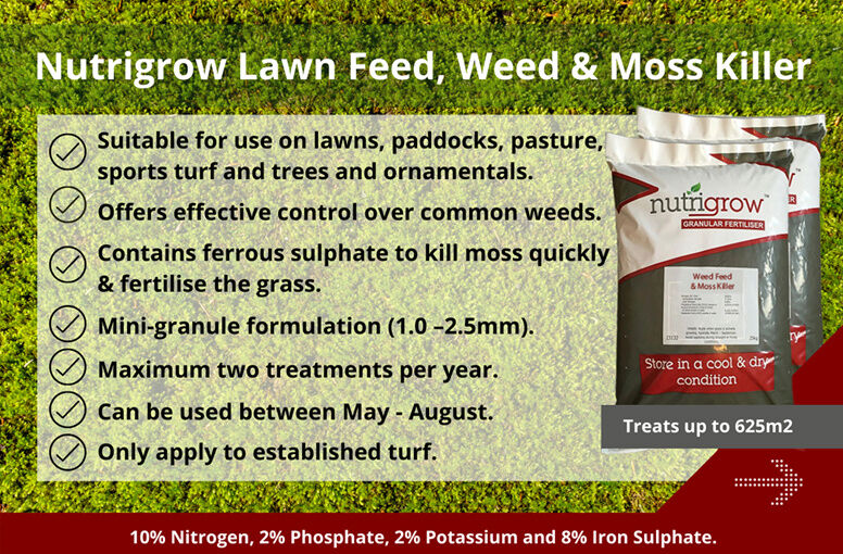 Nutrigrow Weed, Feed & Moss Killer  Granular Fertiliser  5kg from Mower Magic