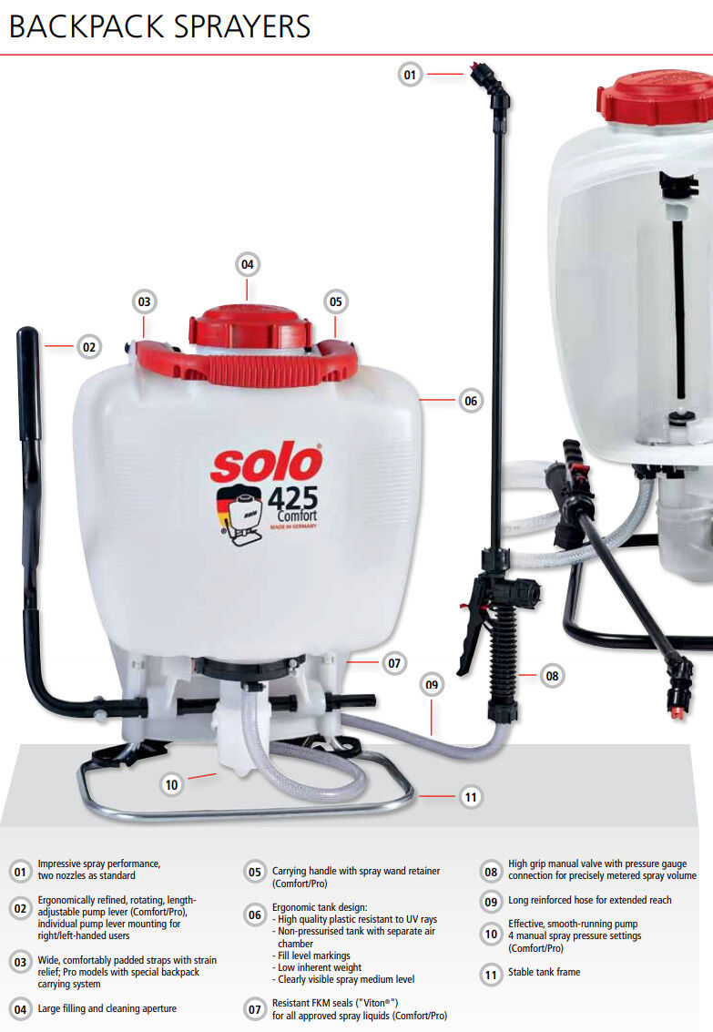 SOLO 475D COMFORT Backpack Sprayer Diaphragm Pump 15 Litre  from Mower Magic