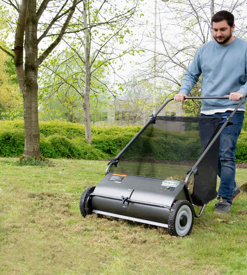 Handy 26in / 66cm Manual Push Lawn Leaf Sweeper from Mower Magic