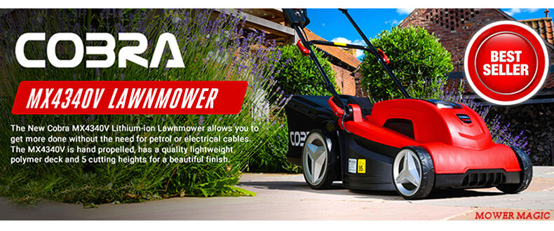 Cobra Premium Cordless Lawn Mower KIT 43cm / 5Ah / 40v MX4340V from Mower Magic