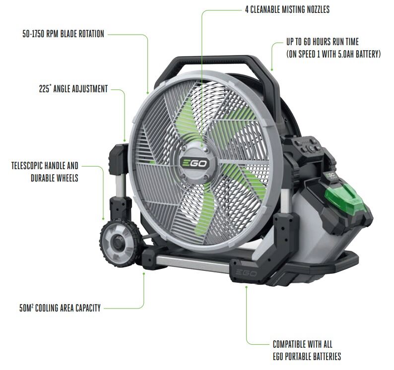 Ego Cordless Misting Fan FN1800E - Bare Tool