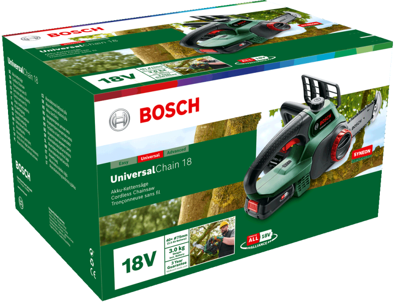 Bosch UniversalChain 18 Cordless Chainsaw 2Ah / 20cm Battery & Charger from Mower Magic