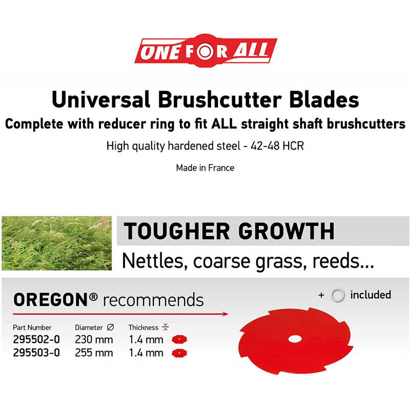 Oregon Universal 9in 8 Tooth Brushcutter Blade 295502-0 - For Tougher Growth Nettles Coarse Grass