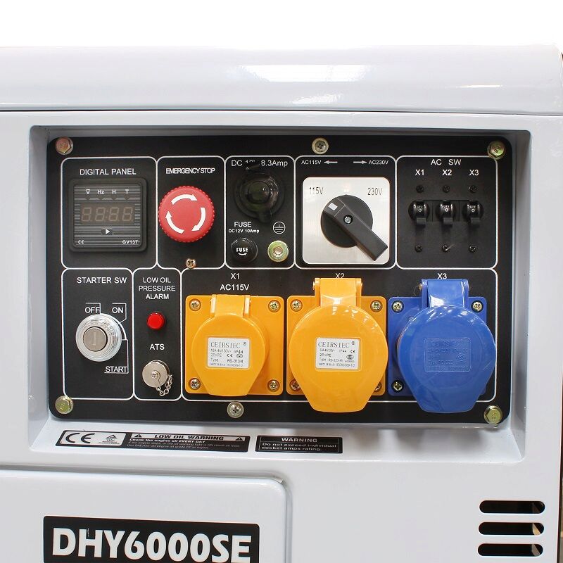 DHY6000SE Hyundai Silenced Standby Single Phase Diesel Generator  5.2kW / 6.5kVA