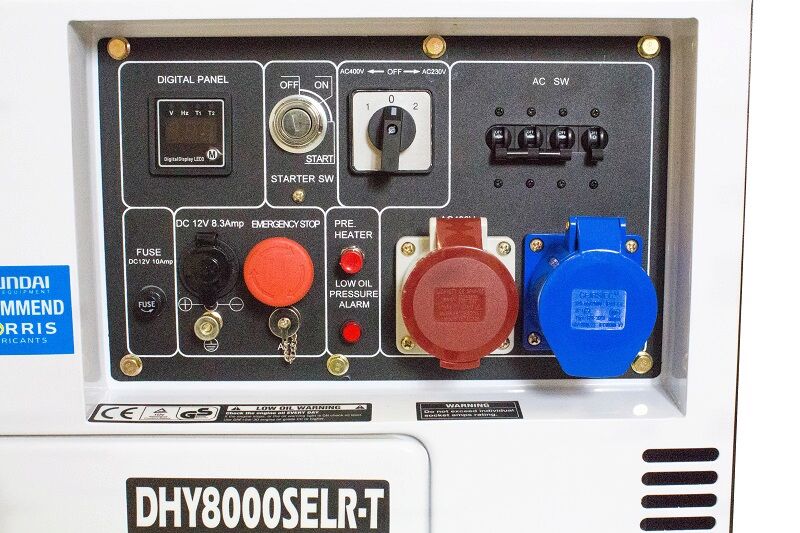 DHY8000SELR-T Hyundai Multi-phase Silenced Long Run Diesel Generator   6kW / 7.5kVA