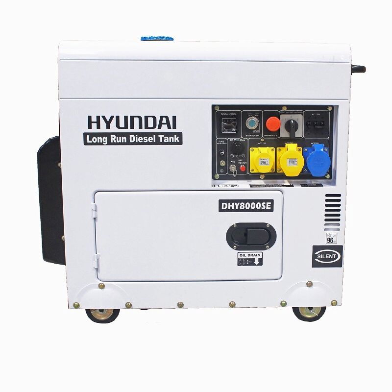 DHY8000SELR Hyundai Silenced Long Run Single Phase Diesel Generator 6kW / 7.5kVA
