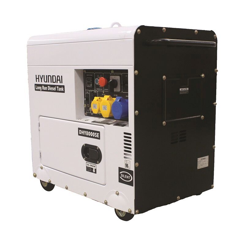 DHY8000SELR Hyundai Silenced Long Run Single Phase Diesel Generator 6kW / 7.5kVA