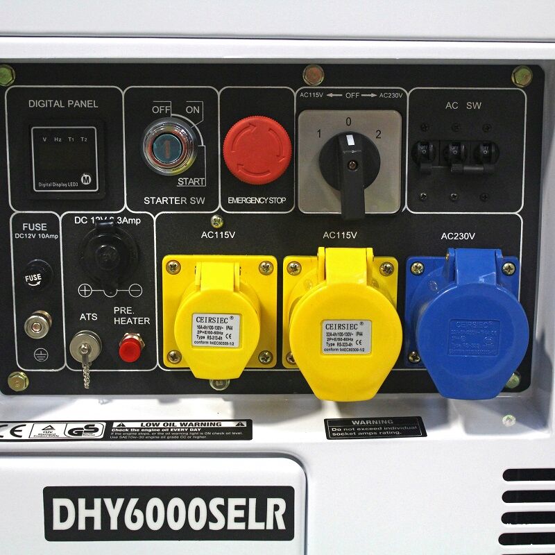 DHY8000SELR Hyundai Silenced Long Run Single Phase Diesel Generator 6kW / 7.5kVA