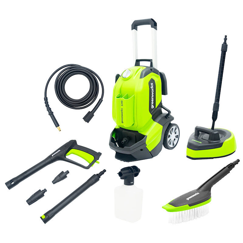 Greenworks G40HG G40 Pressure Washer with Patio Head and Brush 1900w